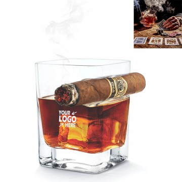 10.6oz Glass with Cigar Holder